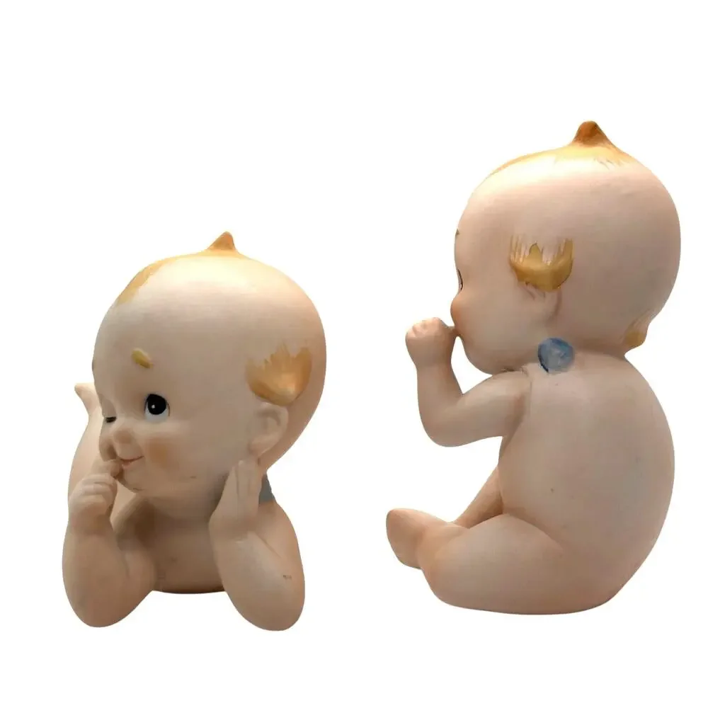 2 Vintage 1960's Lefton Kewpie Dolls Baby, Bisque Figurine, Excellent Condition